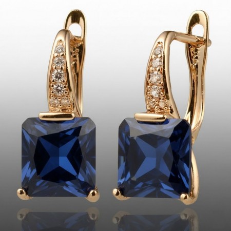 Позолочені сережки  Xuping 23876-снній фіаніт фото | Brulik