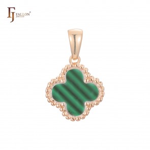 Позолочений кулон у стилі Ван Кліф  Fallon 86201435-зелений фото | Brulik