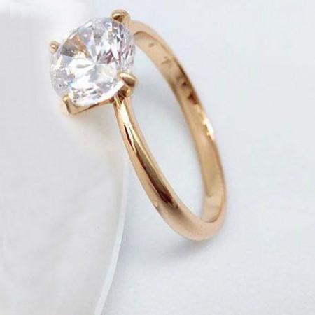 Позолоченное  кольцо с фианитами 10-1125 фото | Brulik