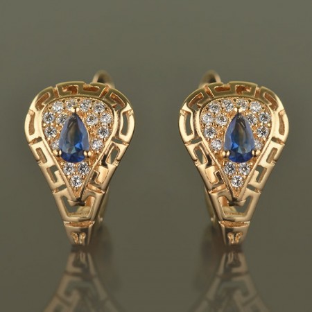 Позолоченые серьги ХР 2660-синий фото | Brulik