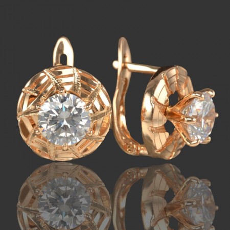 Позолоченные серьги Xuping 20046-белый фианит фото | Brulik