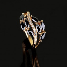 Позолоченное кольцо  XP 1006 - черный