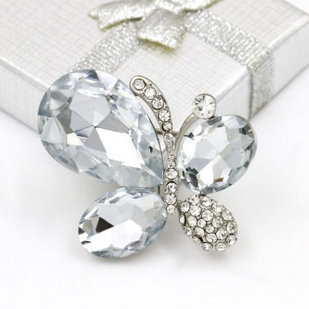 Брошь "Бабочка" 9533 - белый фото | Brulik