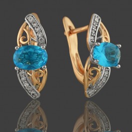Позолоченные серьги Xuping 20222-голубой фианит