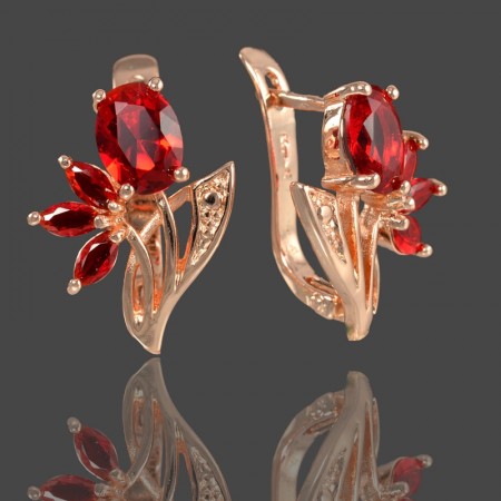 Позолоченные серьги Fallon 82200640-красный фото | Brulik