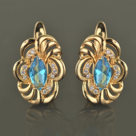 Позолоченные серьги XP 2819-голубой фото | Brulik