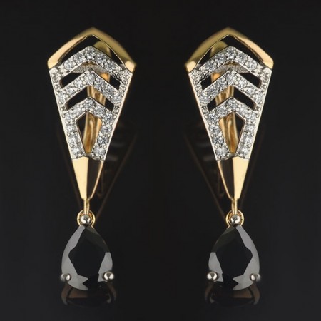 Позолоченные серьги  XP 9349-черный фото | Brulik