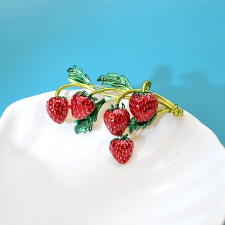 Брошь 8725 "Клубничный куст" фото | Brulik