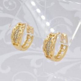 Нежные серьги-колечки с фианитами 18К 10-2773