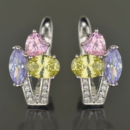 Серьги Хuping 2701- фианиты светлый мультиколор