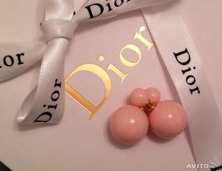 Серьги-пусеты в стиле  Dior E2505wh-розовый фото | Brulik