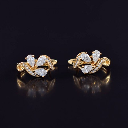 Позолоченные серьги с фианитами 18К 10-9288-белый фото | Brulik