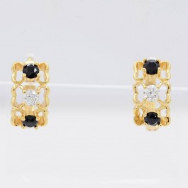 Прелестные серьги с фианитами 18К 10-2282-черно-белый
