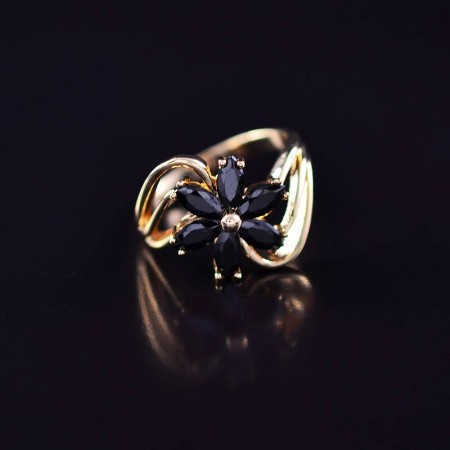 Бесподобное кольцо с фианитами оптом 10-1146-черный  фото | Brulik