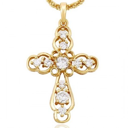Шикарный крестик с фианитами 18K 32707 фото | Brulik