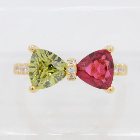 Великолепное кольцо с фианитами 18К 10-1031-мультиколор фото | Brulik