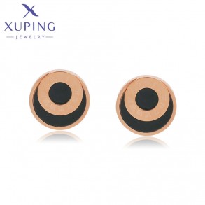 Позолочені сталеві сережки гвоздики рожева позолота Xuping A00791724 фото | Brulik