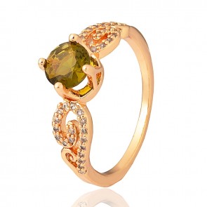  Позолоченное кольцо Xuping 10562-зеленый фианит фото | Brulik