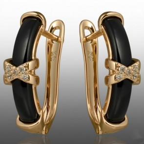 Позолочені сережки керамічні Xuping 24682-чорні фото | Brulik