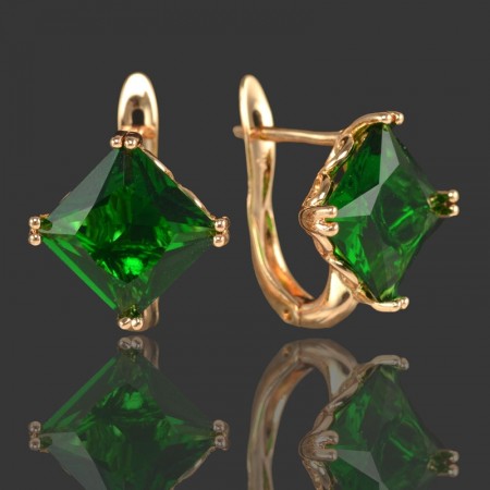 Позолоченные серьги  XP 20043-зеленый фото | Brulik