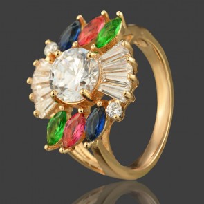 Позолоченное кольцо Xuping 1131-фианиты мультиколор фото | Brulik