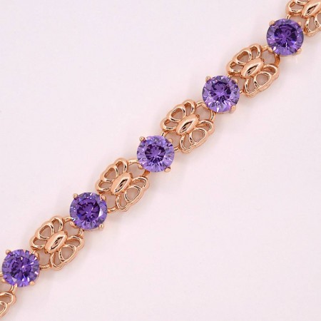 Чудесный браслет с фианитами 18К  72960 - фиолетовый фото | Brulik
