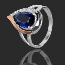 Серебряное кольцо с золотыми вставками 19