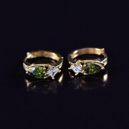 Позолоченные серьги с фианитами оптом 10-9319-зеленый