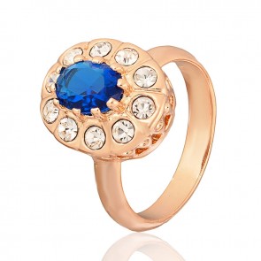 Позолоченное кольцо  Fallon 83200424-синий фианит фото | Brulik