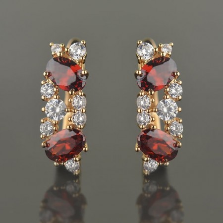 Позолоченные серьги XP 2059 - красный фото | Brulik