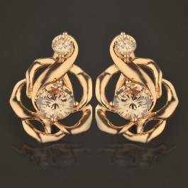 Позолоченные серьги  XP 2387-шампань