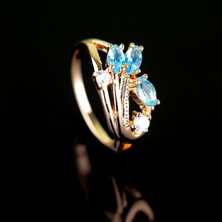 Позолоченное кольцо Fallon 83200905-голубой фото | Brulik