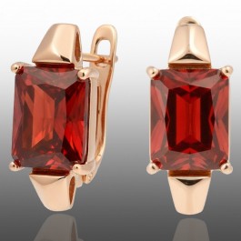 Позолочені сережки Xuping 24661-червоний фіаніт