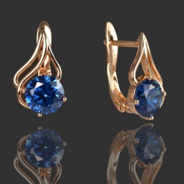Позолоченные серьги  Xuping 9880-синий фианит