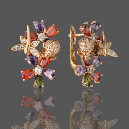 Позолоченные серьги Xuping 20757-цветные фианиты фото | Brulik