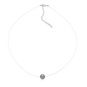 Колье невидимка с бусинкой Italina 24284-серый фото | Brulik