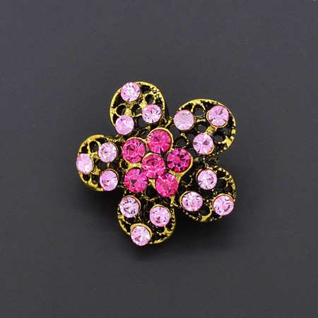 Элитная брошь с розовыми фианитами Xuping LA 942-11 фото | Brulik