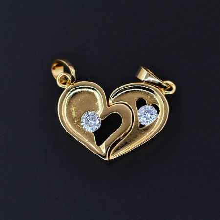 Позолоченный двойной кулон с фианитами Xuping 10-3339 фото | Brulik