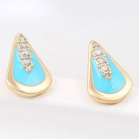 Симпатичные серьги-гвоздики с фианитами  оптом 90418-голубой фото | Brulik