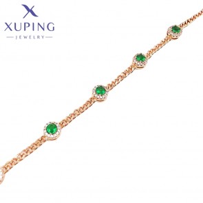 Позолочений  браслет Xuping 70106-зелений фото | Brulik