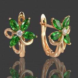 Позолоченные серьги  XP 968-зеленый
