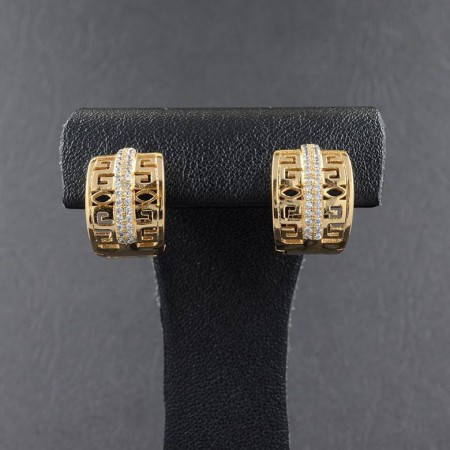 Позолоченные серьги с фианитами 2220 фото | Brulik