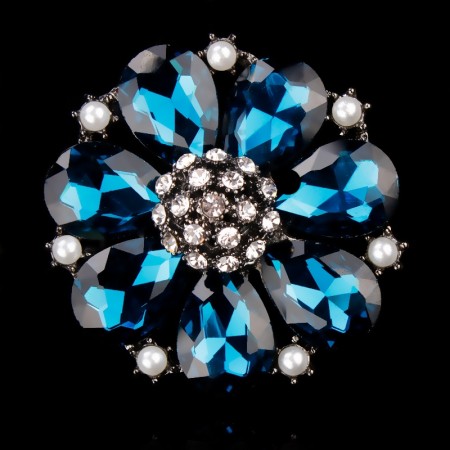 Брошь Цветок с фианитами 6385 фото | Brulik