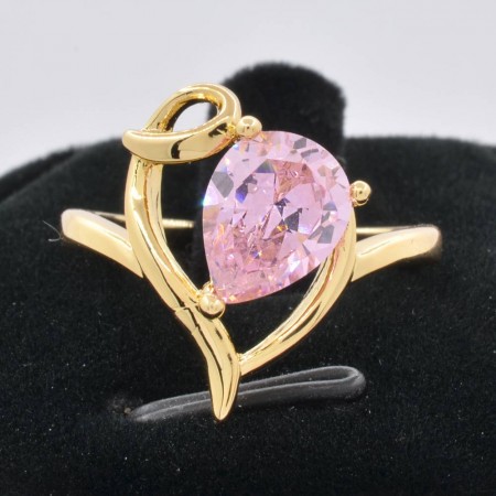 Прелестное кольцо с фианитом Xuping 10-1101-розовый фото | Brulik