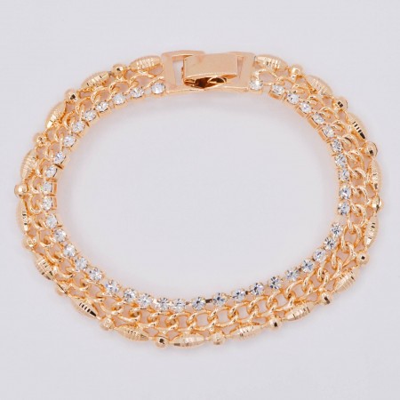 Прекрасный позолоченный браслет с фианитами 10-7031 - белый фото | Brulik