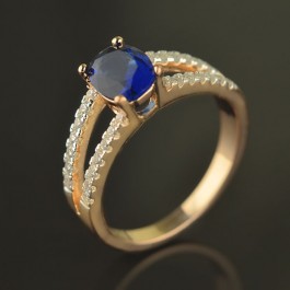 Позолоченное кольцо Fallon 93200932-синий фианит