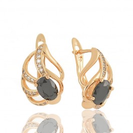 Позолоченные серьги  Xuping 21045-черные фианиты