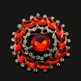 Брошь с красными фианитами 7181