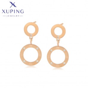 Позолочені сталеві сережки гвоздики рожева позолота Xuping A00768968 фото | Brulik