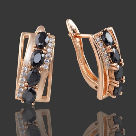 Позолоченные серьги  XP 20216-черный фото | Brulik